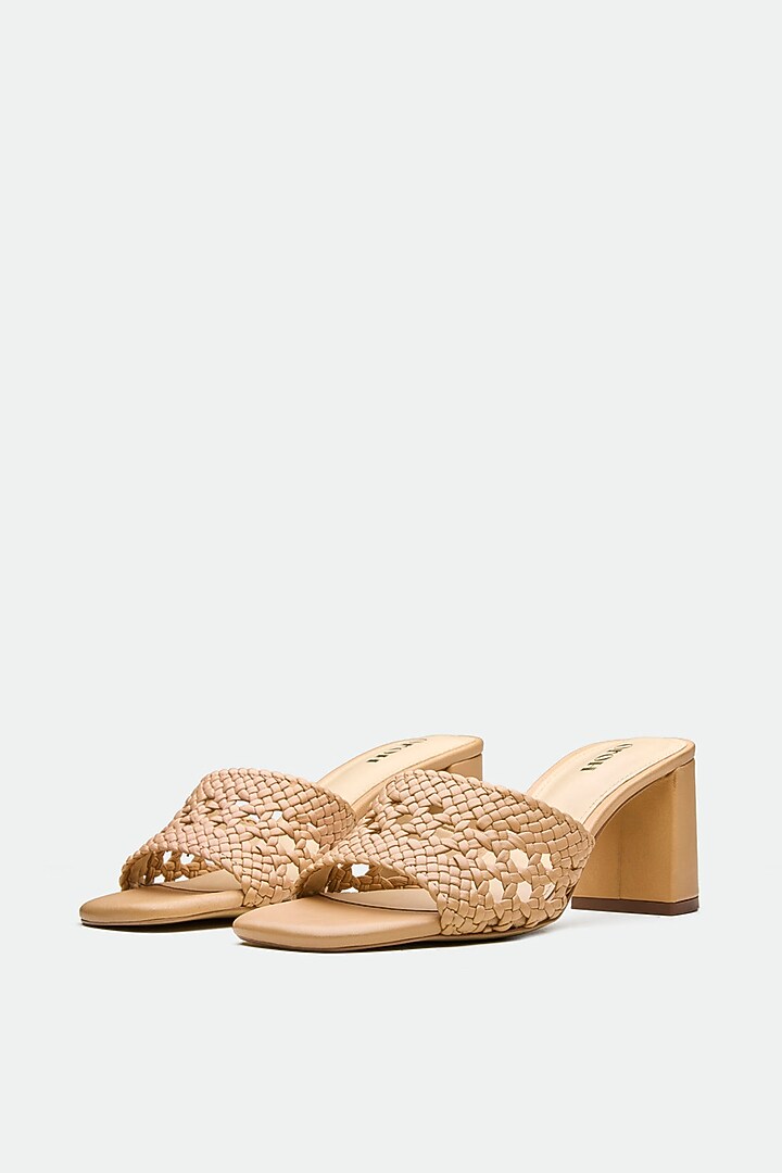 Tan Genuine Leather Mule Sandals by Oroh at Pernia's Pop Up Shop