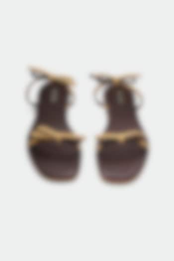 Tan Genuine Leather Flats by Oroh at Pernia's Pop Up Shop