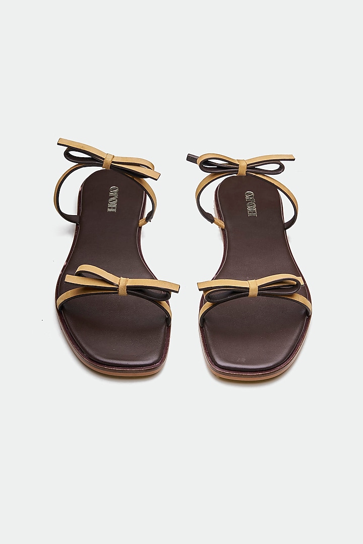 Tan Genuine Leather Flats by Oroh at Pernia's Pop Up Shop