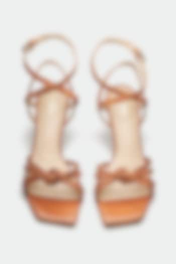 Tan Genuine Leather Heels by Oroh at Pernia's Pop Up Shop