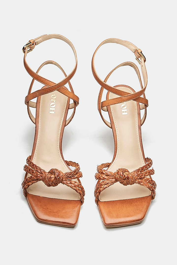 Tan Genuine Leather Heels by Oroh at Pernia's Pop Up Shop