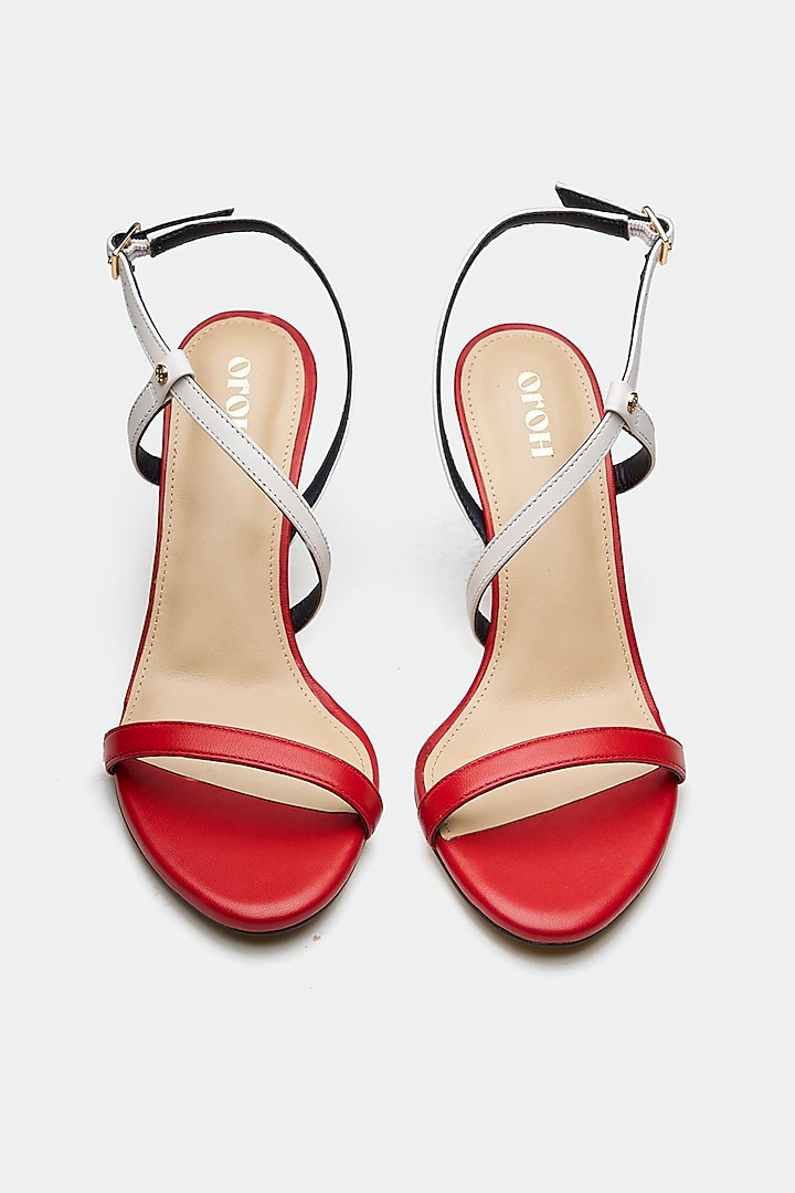 Red Genuine Leather Slender Heels by Oroh at Pernia's Pop Up Shop