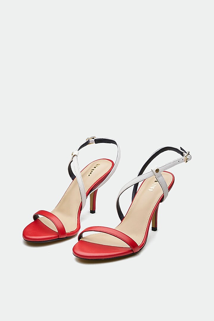 Red Genuine Leather Slender Heels by Oroh at Pernia's Pop Up Shop