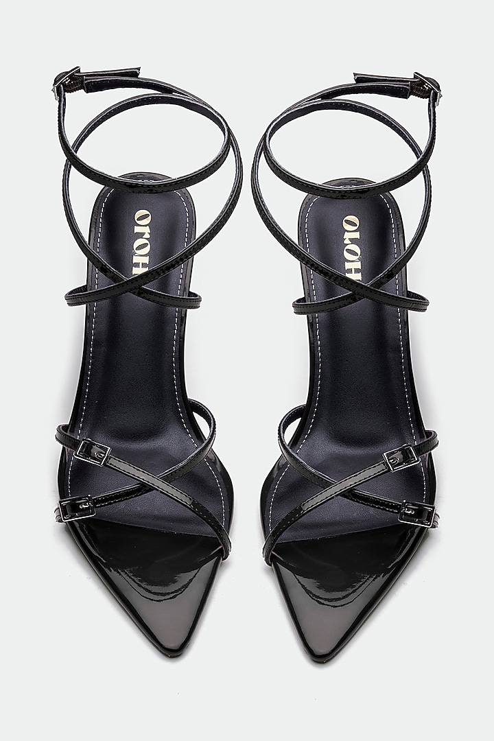 Black Genuine Leather Stiletto Heels by Oroh at Pernia's Pop Up Shop