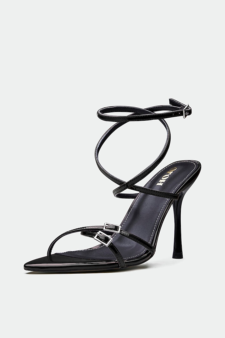 Black Genuine Leather Stiletto Heels by Oroh at Pernia's Pop Up Shop