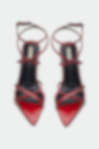 Red Genuine Leather Stiletto Heels by Oroh at Pernia's Pop Up Shop