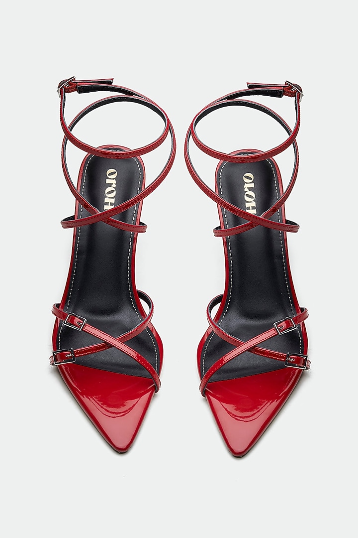 Red Genuine Leather Stiletto Heels by Oroh at Pernia's Pop Up Shop