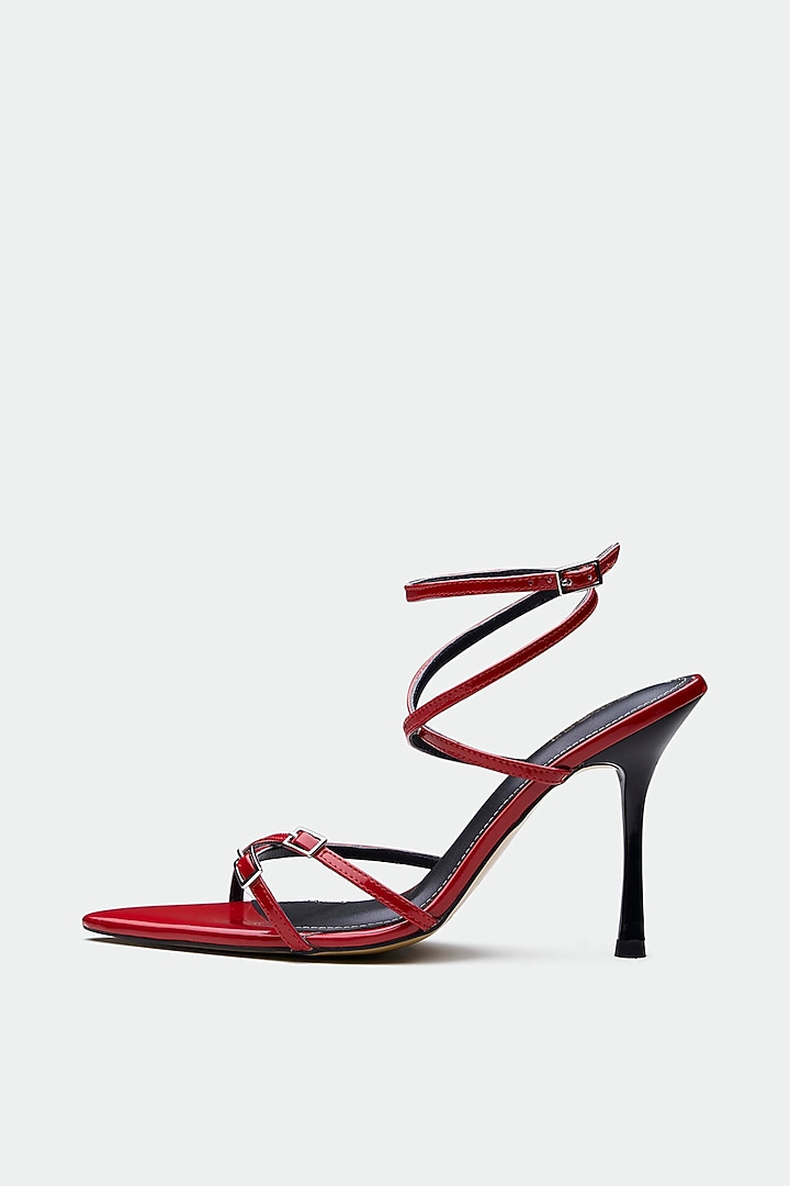 Red Genuine Leather Stiletto Heels by Oroh at Pernia's Pop Up Shop