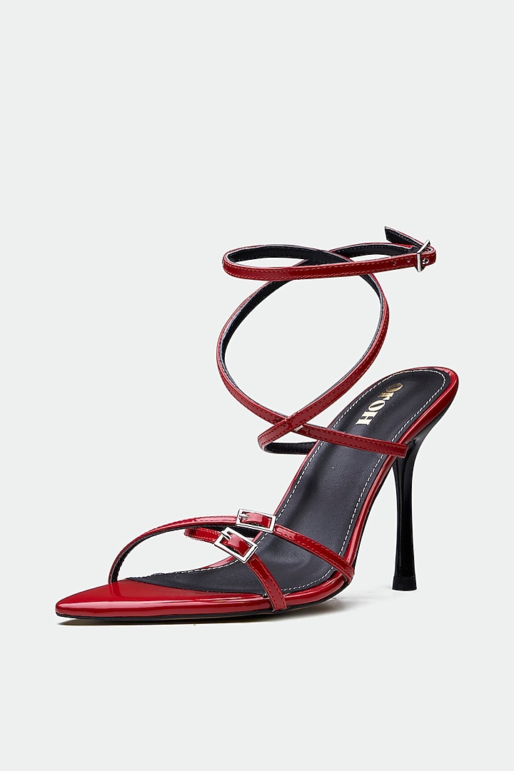 Red Genuine Leather Stiletto Heels by Oroh at Pernia's Pop Up Shop