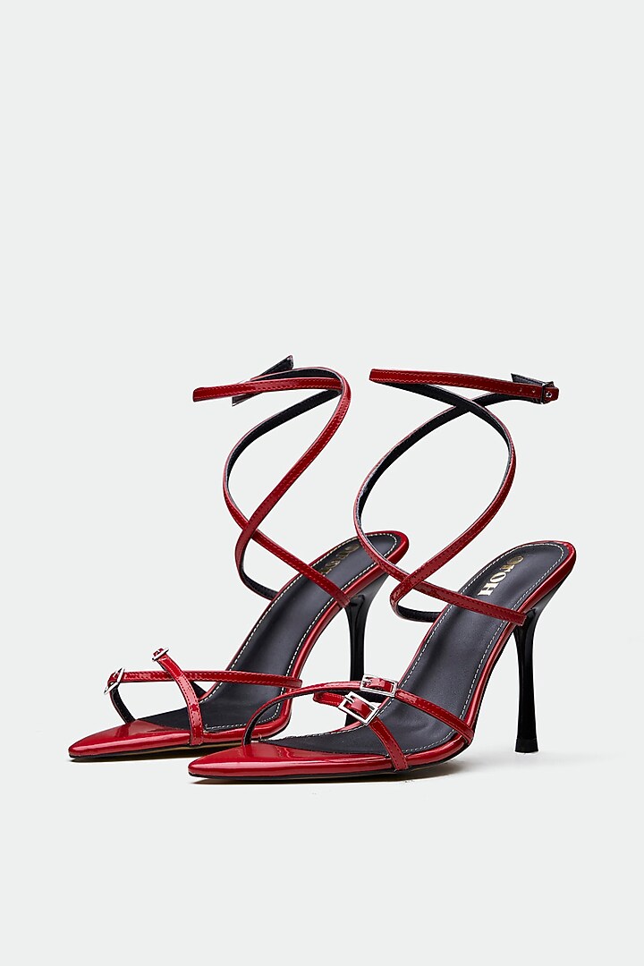 Red Genuine Leather Stiletto Heels by Oroh at Pernia's Pop Up Shop