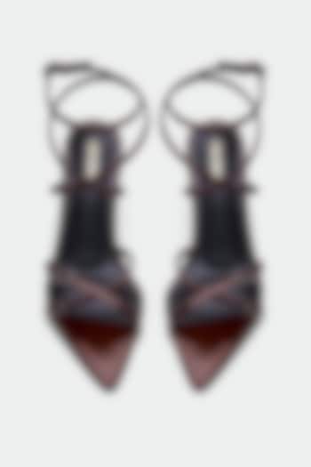 Maroon Genuine Leather Stiletto Heels by Oroh at Pernia's Pop Up Shop