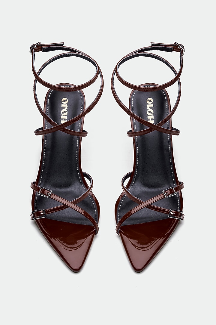 Maroon Genuine Leather Stiletto Heels by Oroh at Pernia's Pop Up Shop