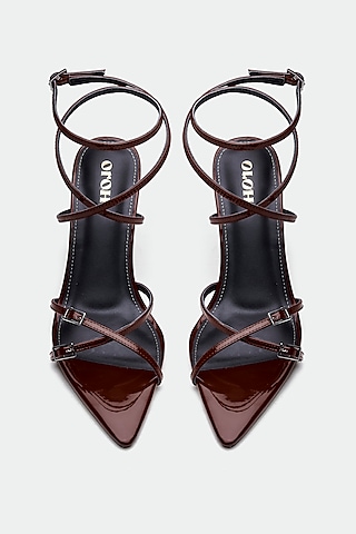 Maroon Genuine Leather Stiletto Heels by Oroh