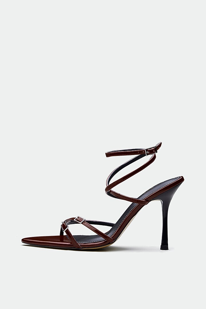 Maroon Genuine Leather Stiletto Heels by Oroh at Pernia's Pop Up Shop