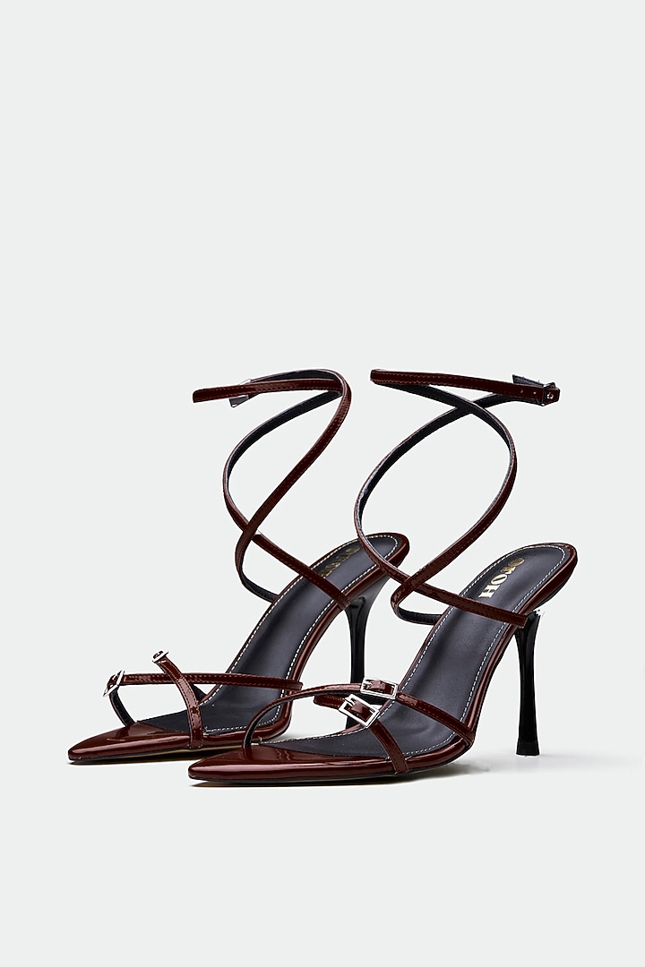 Maroon Genuine Leather Stiletto Heels by Oroh at Pernia's Pop Up Shop