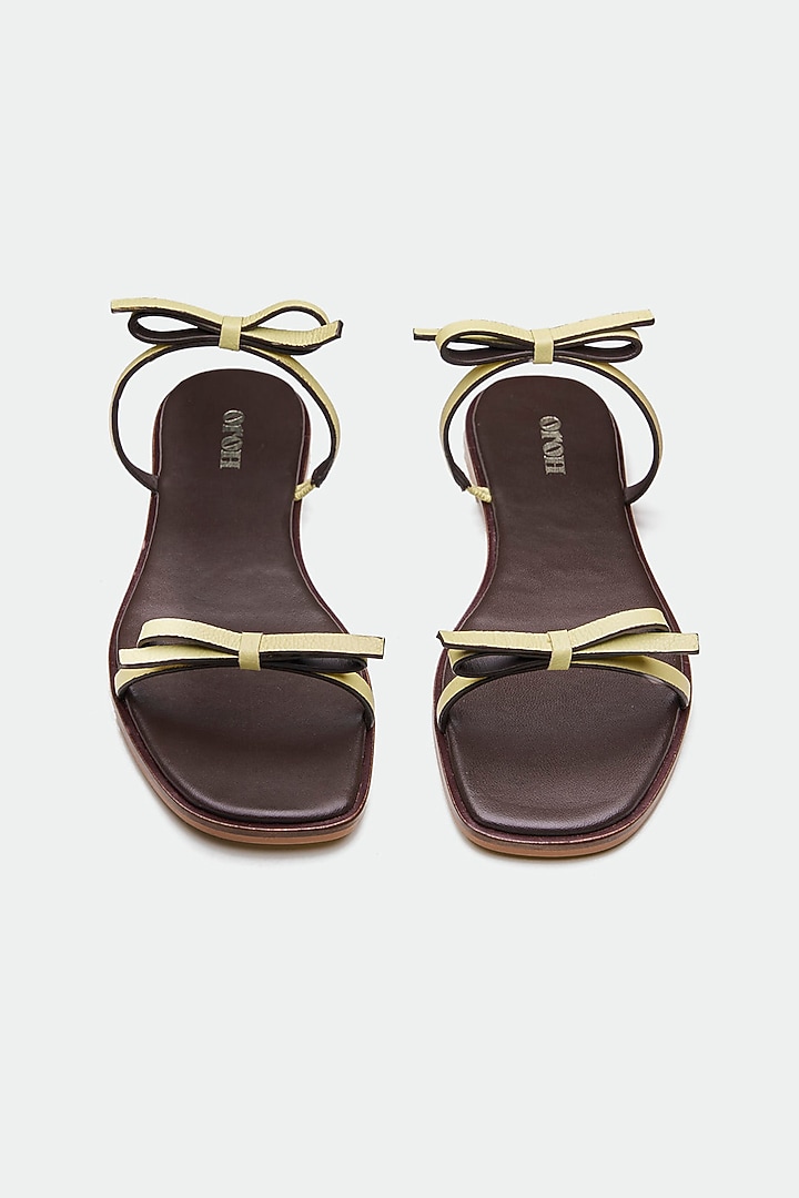 Green Genuine Leather Flats by Oroh at Pernia's Pop Up Shop