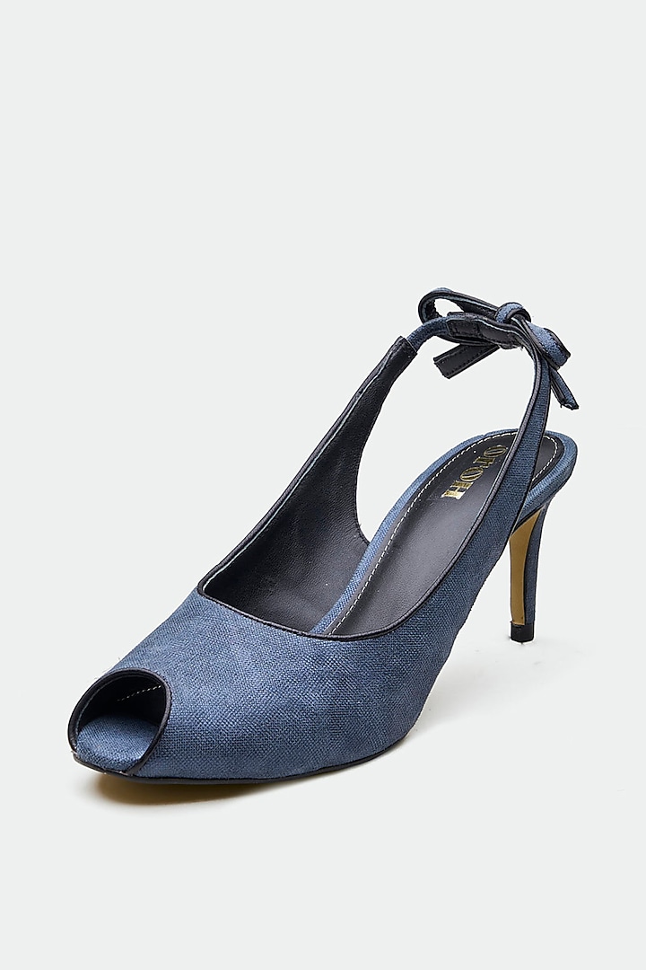 Blue Genuine Leather Peep-Toe Pump Heels by Oroh at Pernia's Pop Up Shop