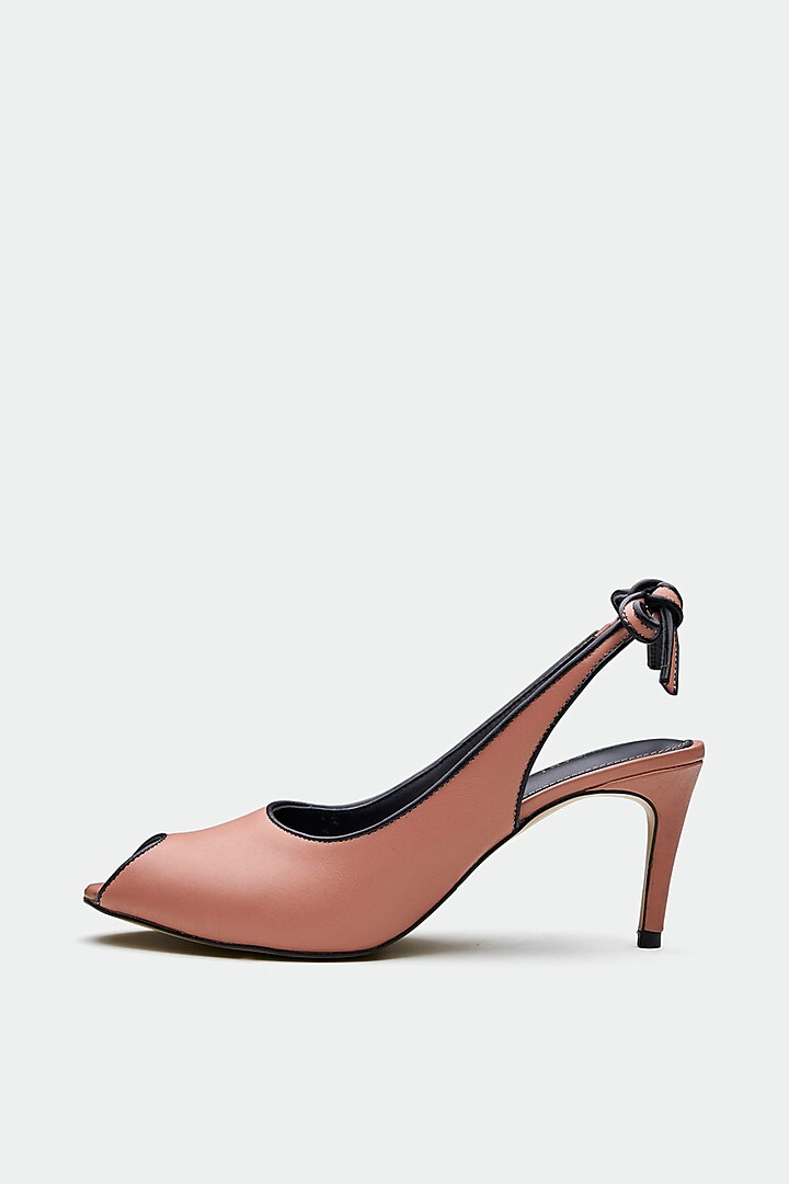 Pink Genuine Leather Peep-Toe Pump Heels by Oroh at Pernia's Pop Up Shop