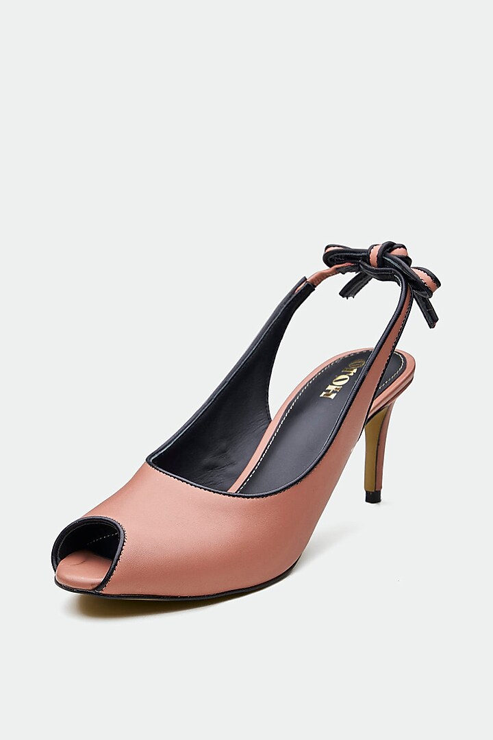 Pink Genuine Leather Peep-Toe Pump Heels by Oroh at Pernia's Pop Up Shop