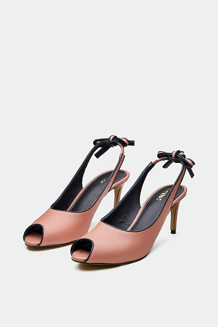 Pink Genuine Leather Peep-Toe Pump Heels by Oroh at Pernia's Pop Up Shop