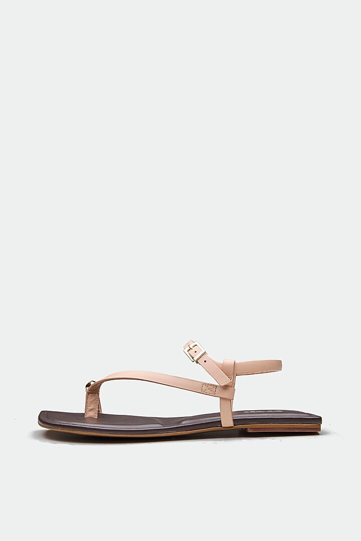 Pink Genuine Leather Toe-Loop Flats by Oroh at Pernia's Pop Up Shop