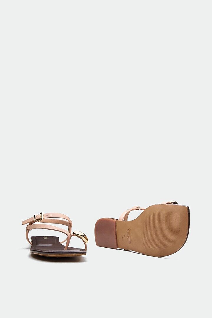 Pink Genuine Leather Toe-Loop Flats by Oroh at Pernia's Pop Up Shop