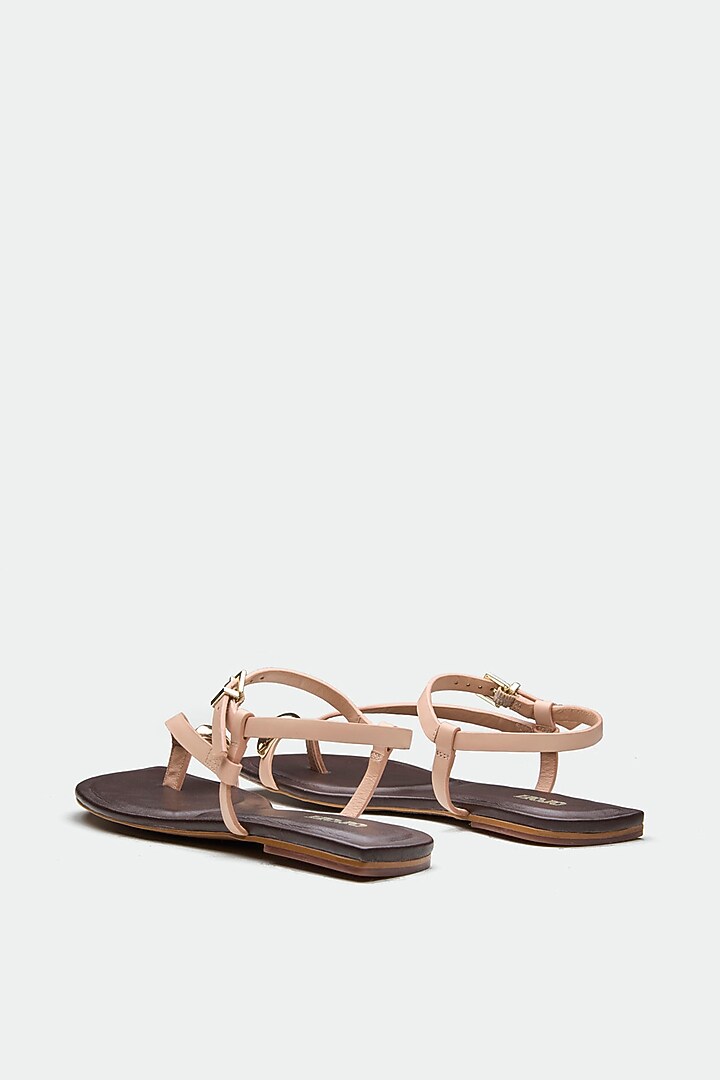 Pink Genuine Leather Toe-Loop Flats by Oroh at Pernia's Pop Up Shop