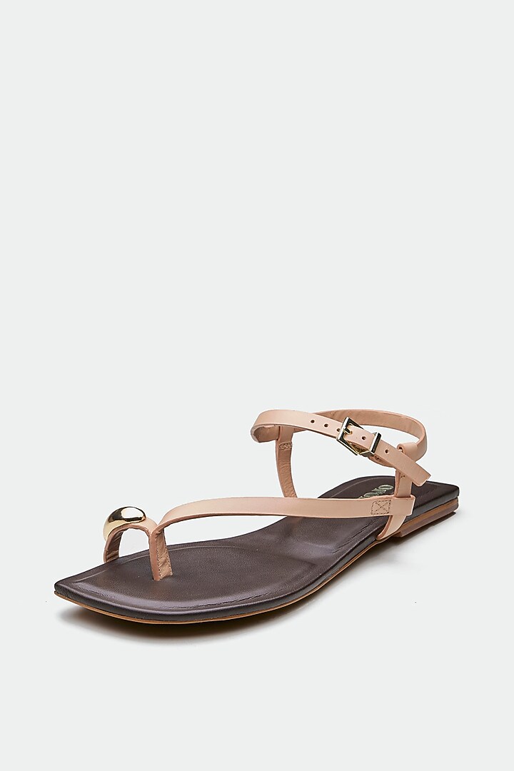 Pink Genuine Leather Toe-Loop Flats by Oroh at Pernia's Pop Up Shop