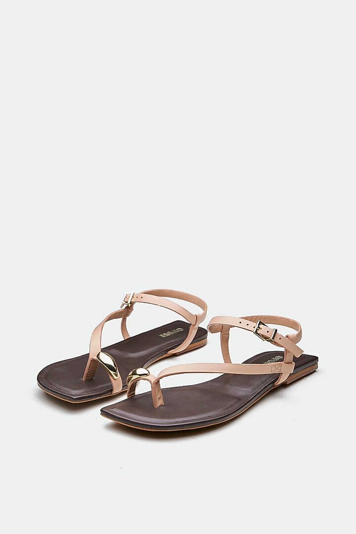 Pink Genuine Leather Toe-Loop Flats by Oroh at Pernia's Pop Up Shop