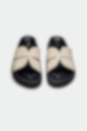 Nude Genuine Leather Embellished Flats by Oroh at Pernia's Pop Up Shop