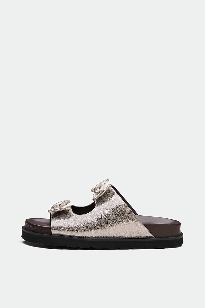 Grey Genuine Leather Flats by Oroh at Pernia's Pop Up Shop