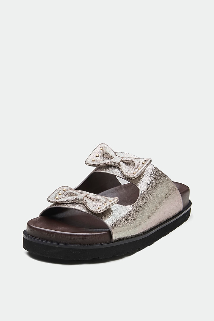 Grey Genuine Leather Flats by Oroh at Pernia's Pop Up Shop