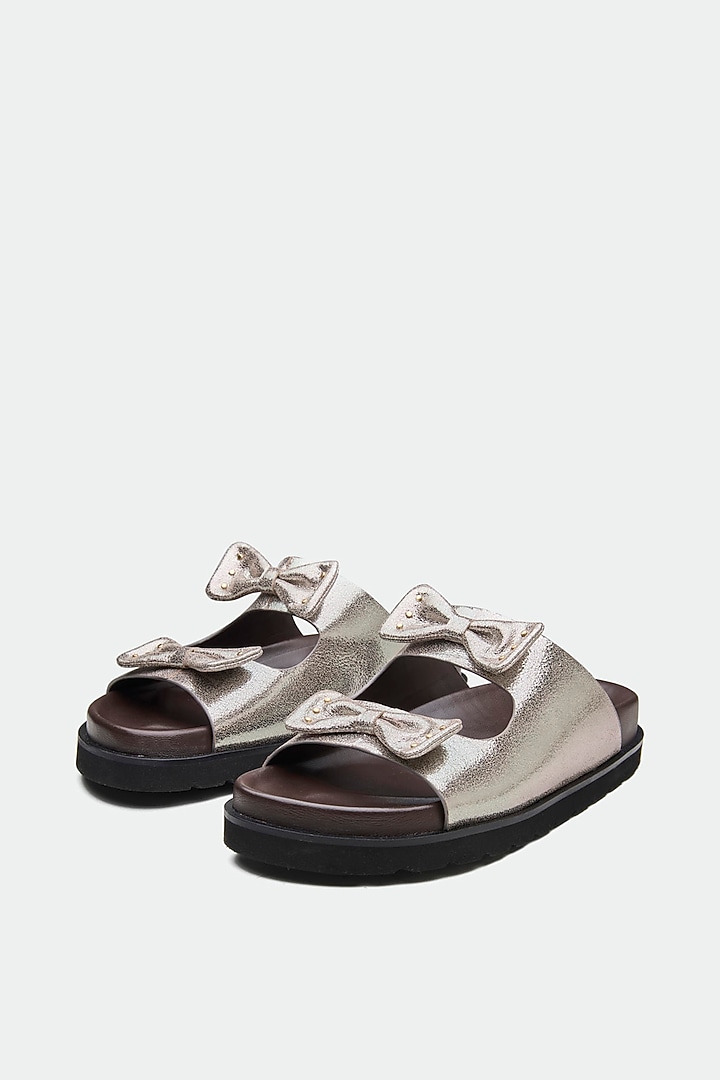 Grey Genuine Leather Flats by Oroh at Pernia's Pop Up Shop