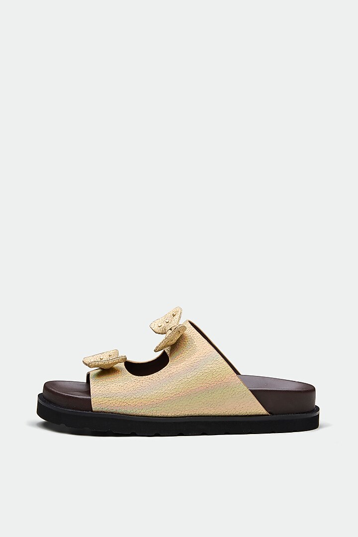 Gold Genuine Leather Flats by Oroh at Pernia's Pop Up Shop