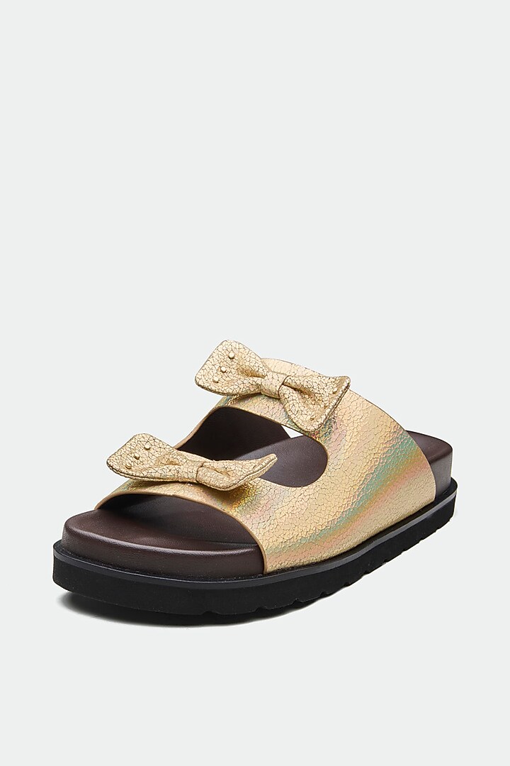 Gold Genuine Leather Flats by Oroh at Pernia's Pop Up Shop
