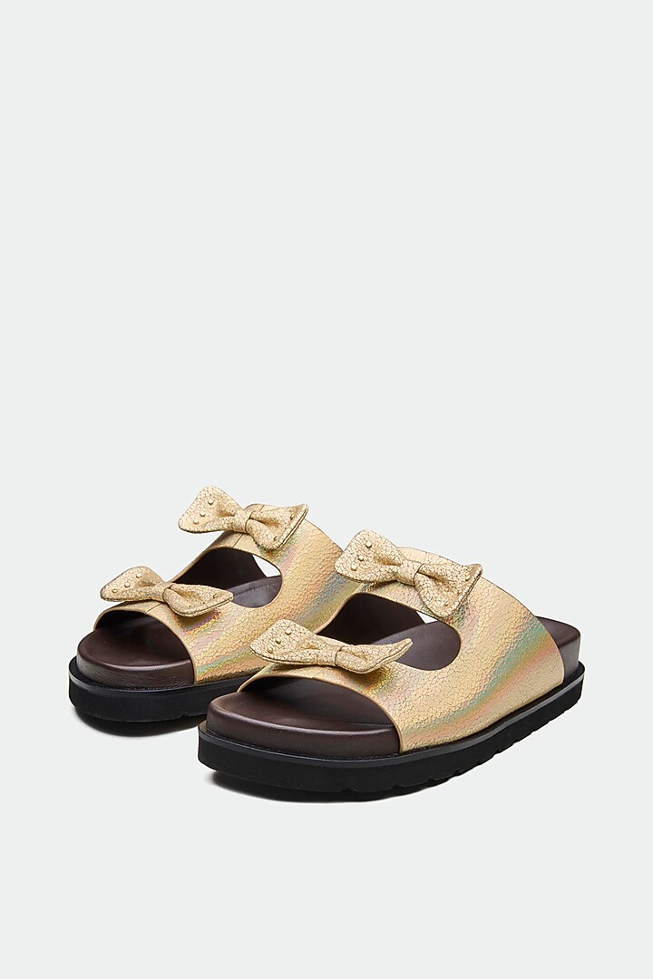 Gold Genuine Leather Flats by Oroh at Pernia's Pop Up Shop