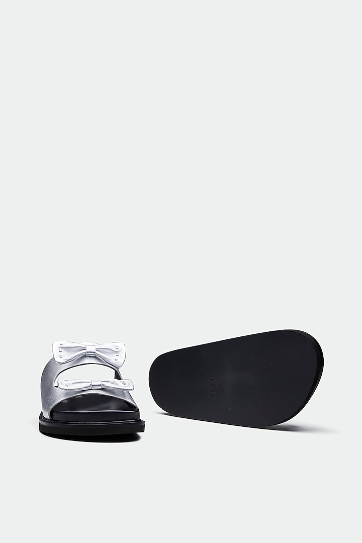 Silver Genuine Leather Flats by Oroh at Pernia's Pop Up Shop