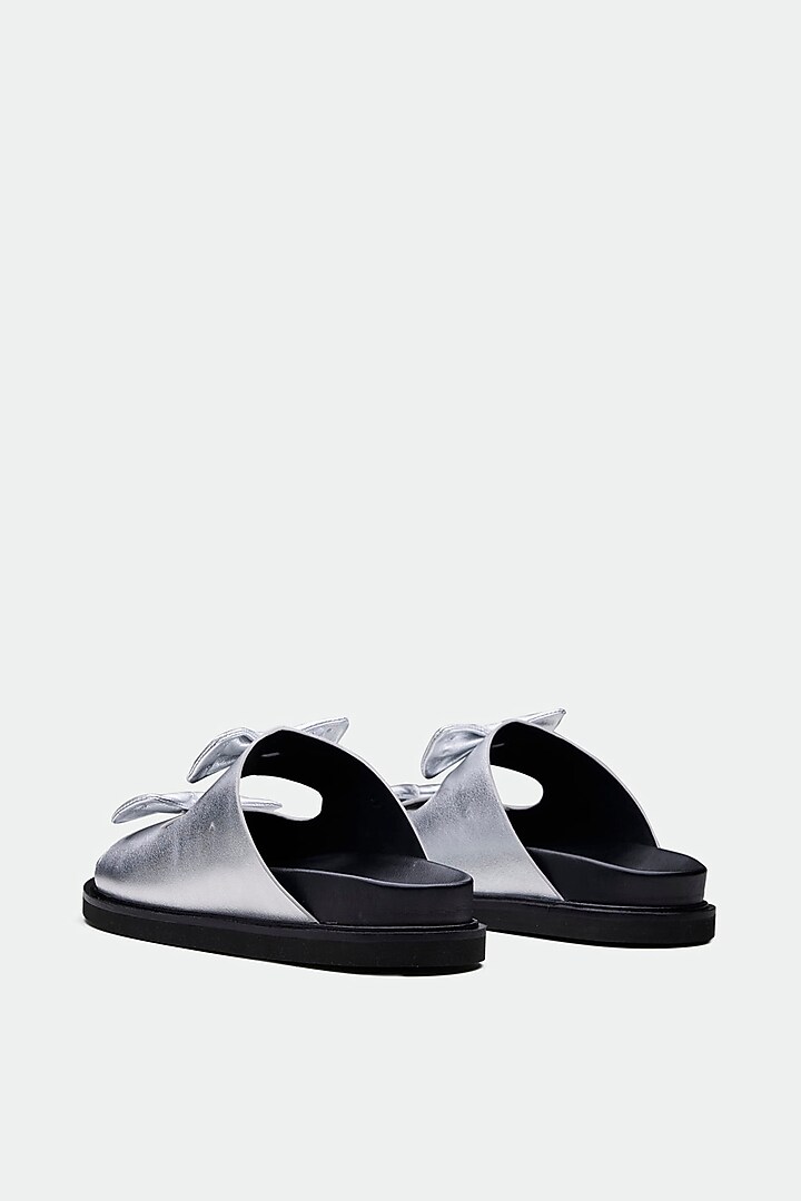 Silver Genuine Leather Flats by Oroh at Pernia's Pop Up Shop