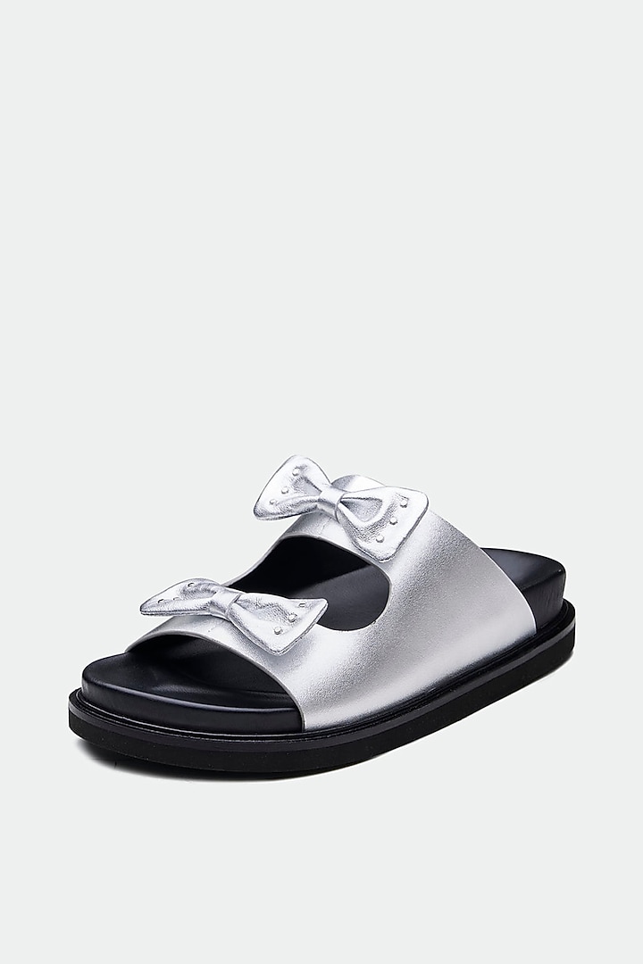 Silver Genuine Leather Flats by Oroh at Pernia's Pop Up Shop