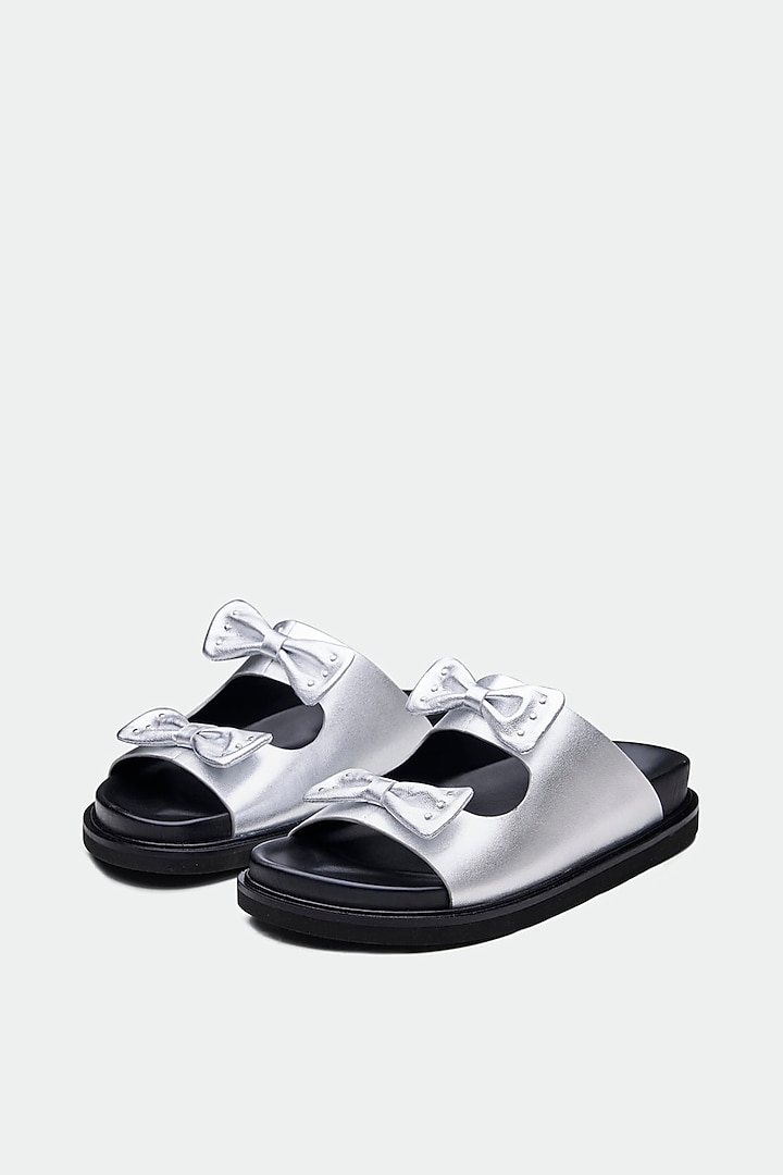 Silver Genuine Leather Flats by Oroh at Pernia's Pop Up Shop