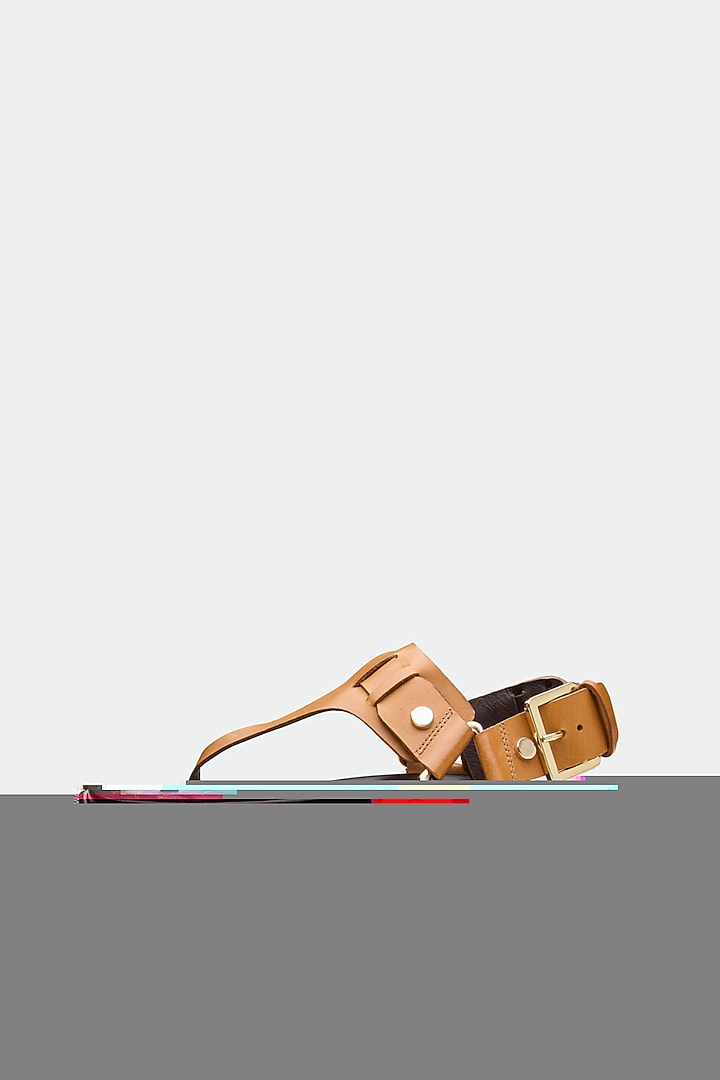 Tan Genuine Leather Flats by Oroh at Pernia's Pop Up Shop