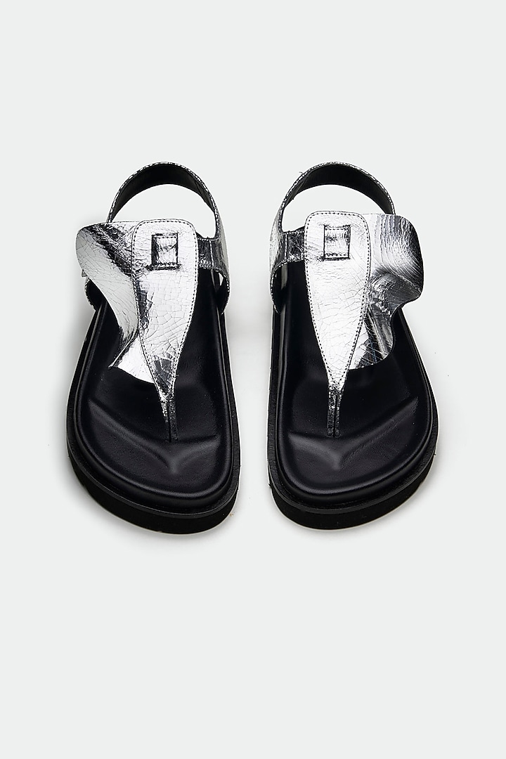 Silver Genuine Leather Flats by Oroh at Pernia's Pop Up Shop