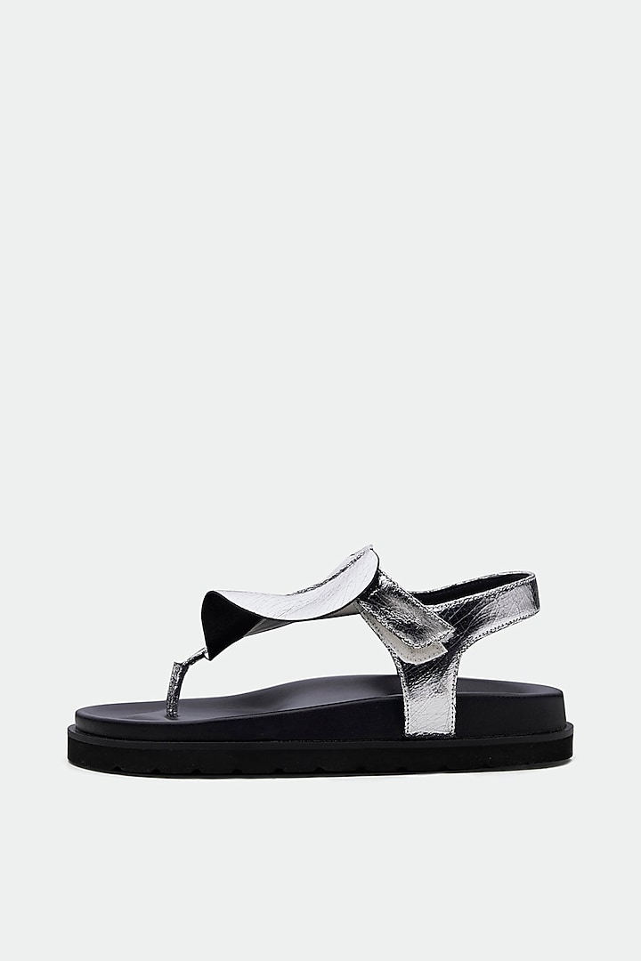 Silver Genuine Leather Flats by Oroh at Pernia's Pop Up Shop