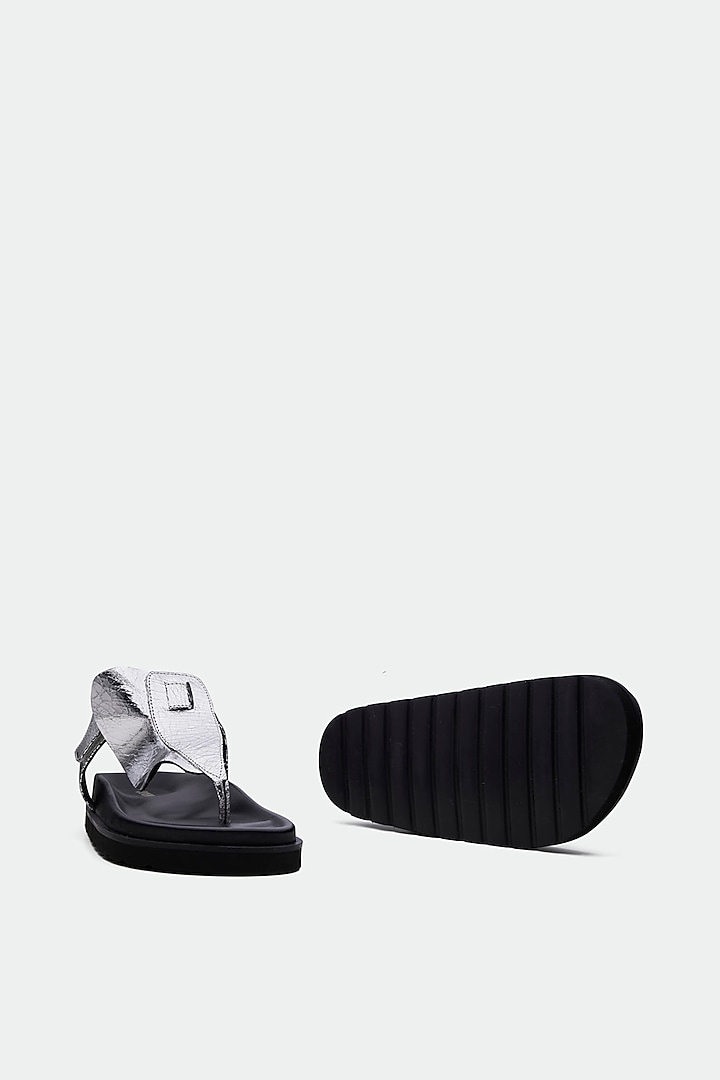 Silver Genuine Leather Flats by Oroh at Pernia's Pop Up Shop
