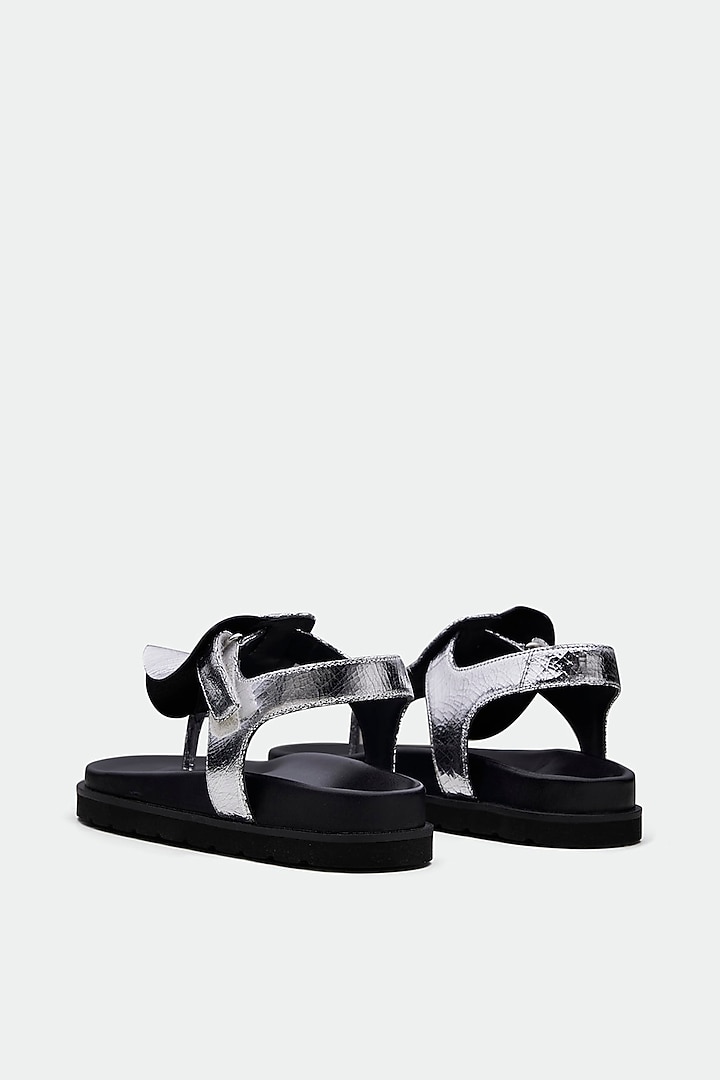 Silver Genuine Leather Flats by Oroh at Pernia's Pop Up Shop