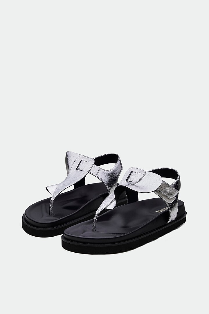 Silver Genuine Leather Flats by Oroh at Pernia's Pop Up Shop