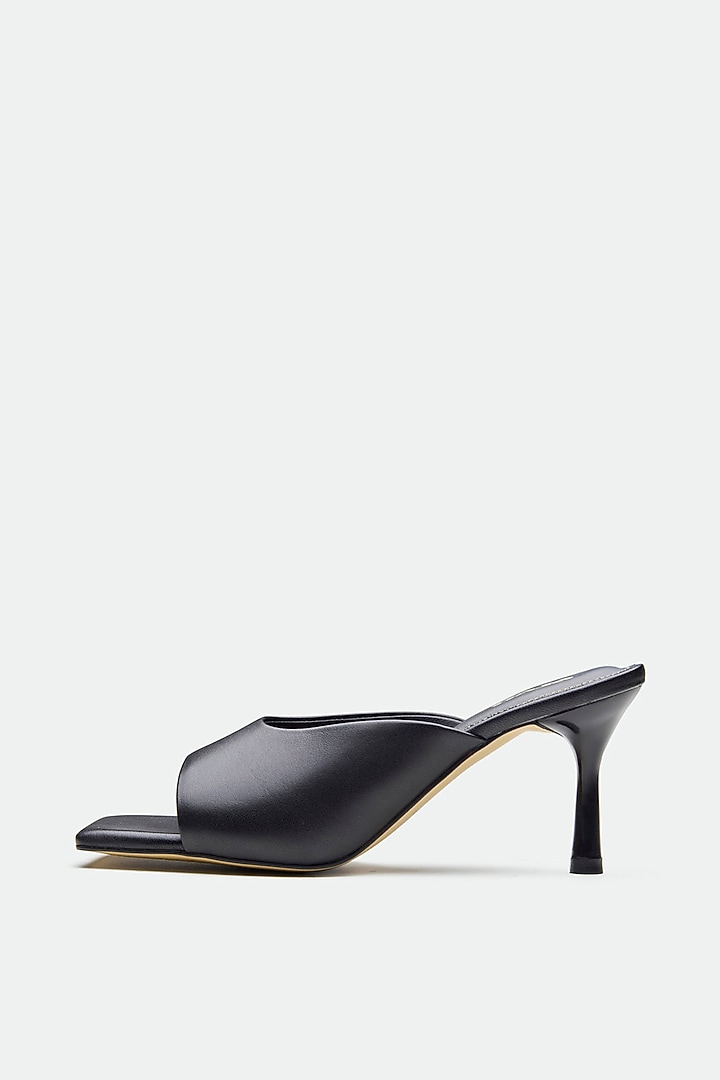 Black Genuine Leather Square-Toe Stiletto Heels by Oroh at Pernia's Pop Up Shop