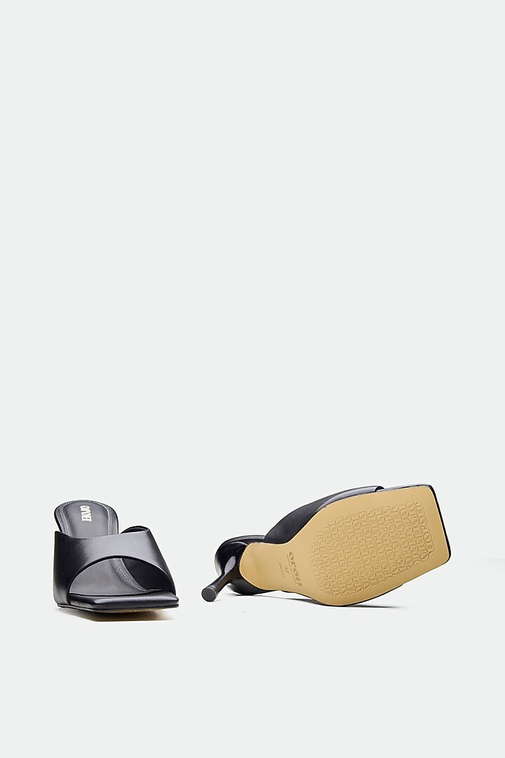 Black Genuine Leather Square-Toe Stiletto Heels by Oroh at Pernia's Pop Up Shop