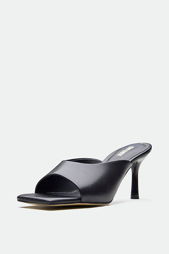 Black Genuine Leather Square-Toe Stiletto Heels by Oroh at Pernia's Pop Up Shop