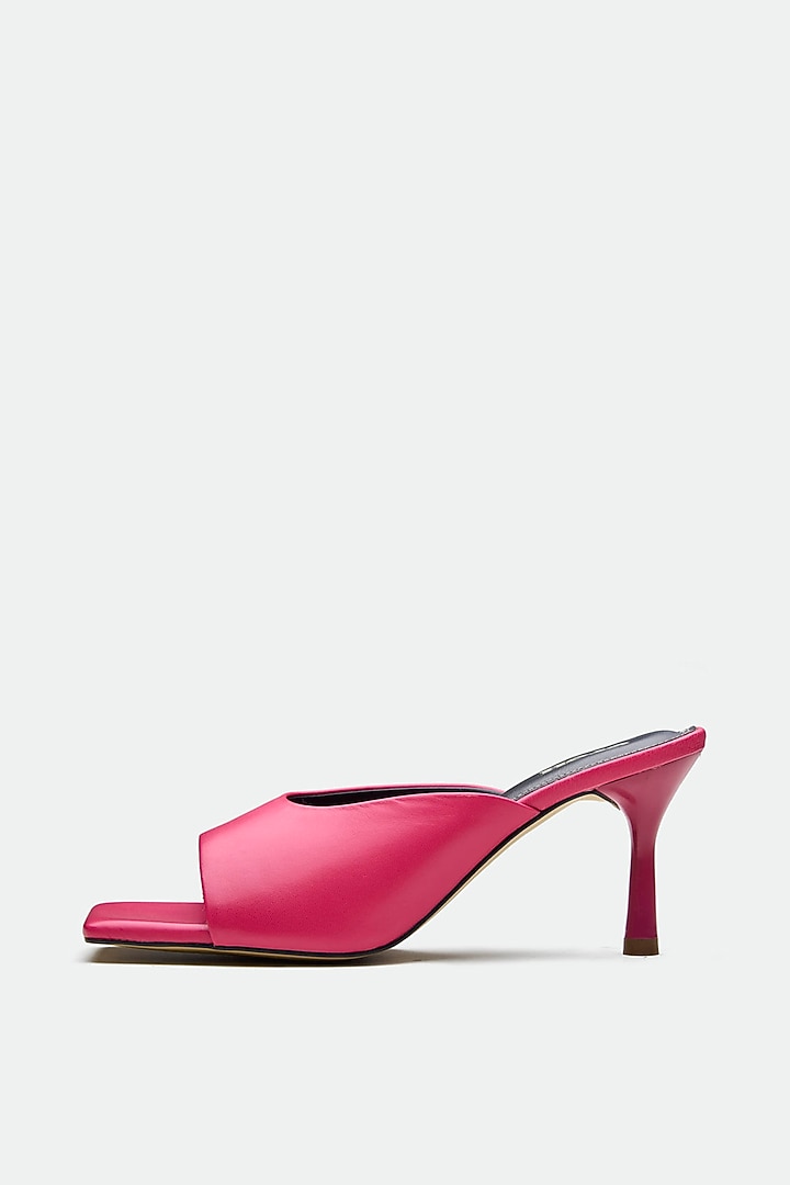 Pink Genuine Leather Square-Toe Stiletto Heels by Oroh at Pernia's Pop Up Shop